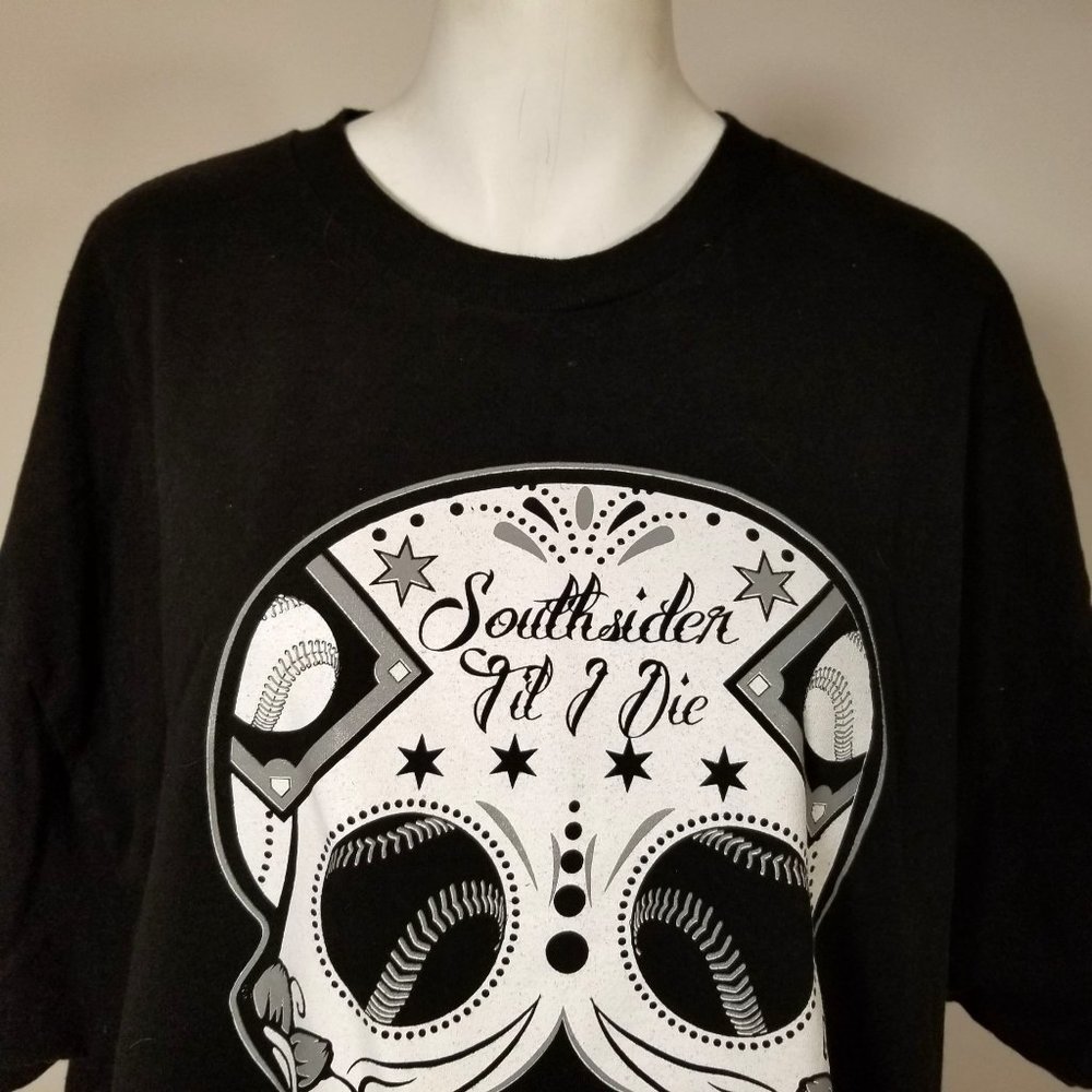 Chicago South Side White Sox T Shirt 2XL Black Sugar Skull Muertos Day of Dead - Picture 5 of 10